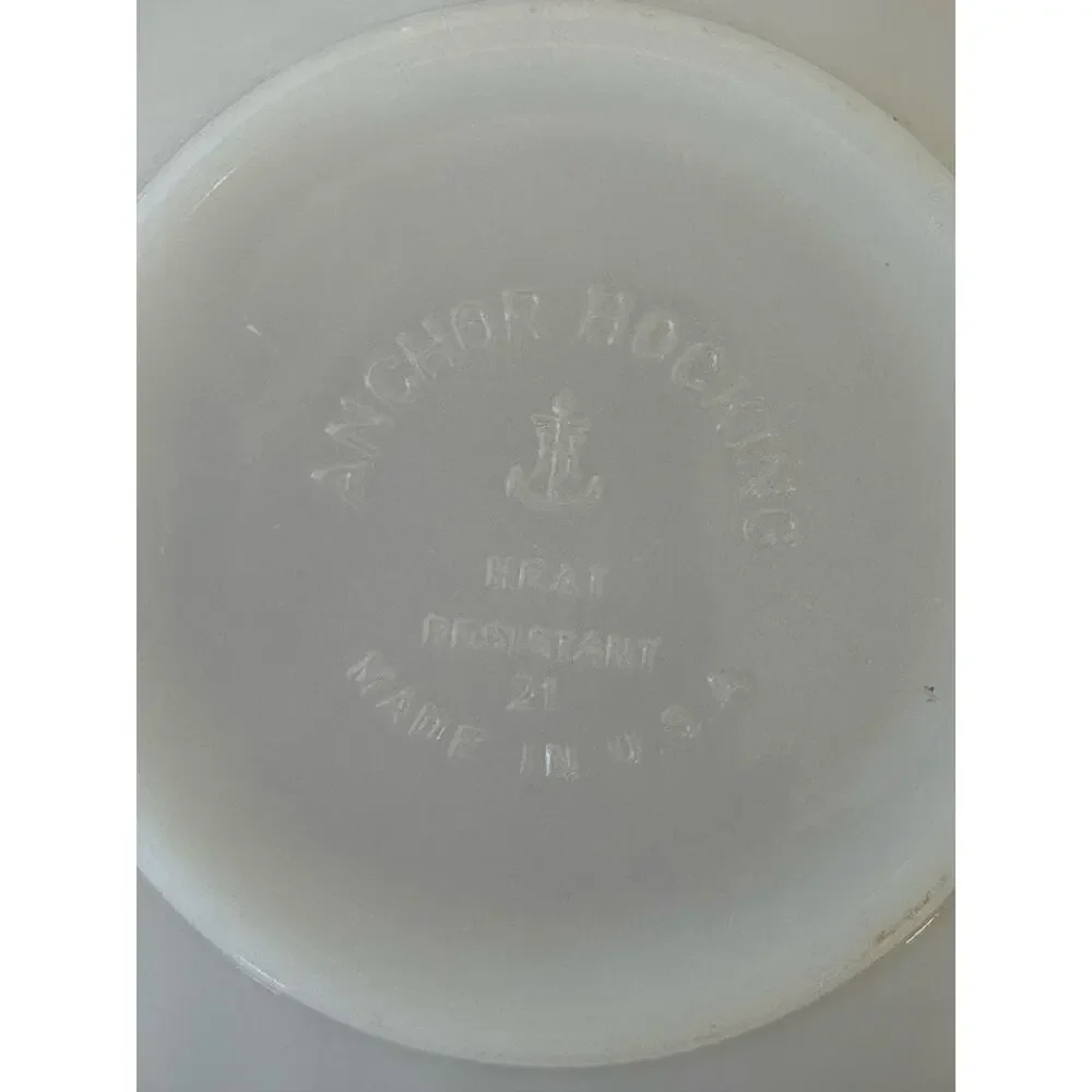 Vintage Anchor Hocking Suburbia Milk Glass Gold Trim Bread Dessert Plates Set 10
